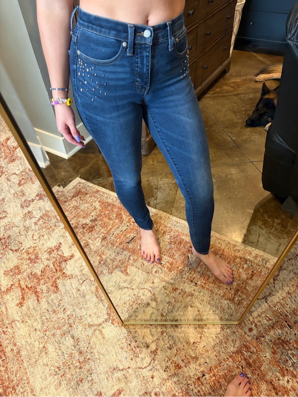 Lucky Brand Dark Blue Skinny Jeans with Stud Detailing